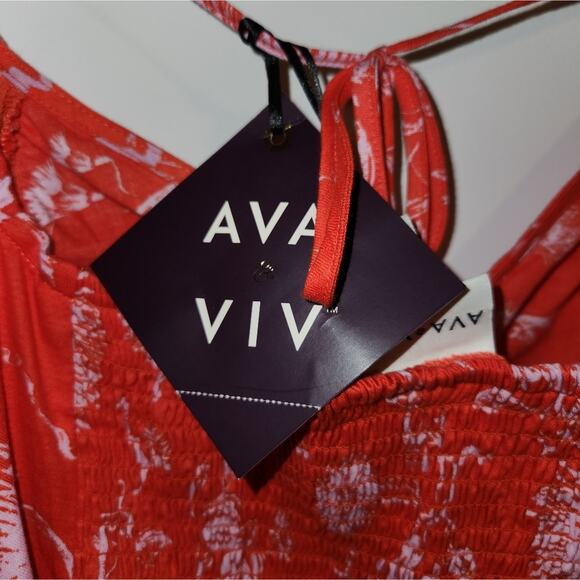 Ava & Viv NWT Red Orange‎ Sweetheart Floral Puff Sleeve Top Size 4X - Picture 6 of 10